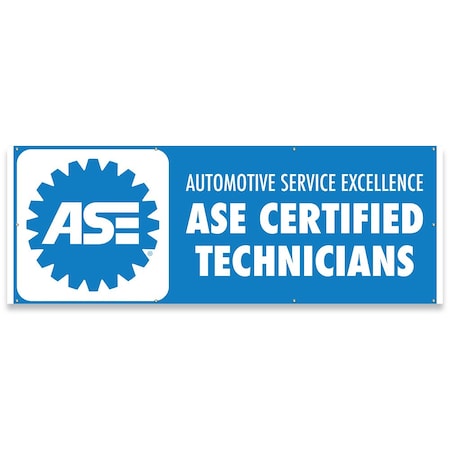 Signmission ASE Certified Technicians Banner Concession Stand Food Truck Single Sided B-96-30008